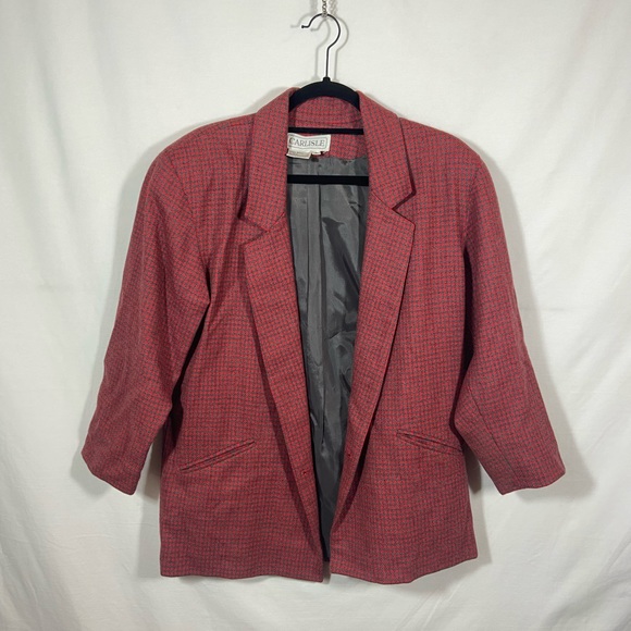 Vintage Carlisle Red and Grey Houndstooth Blazer - Picture 5 of 10